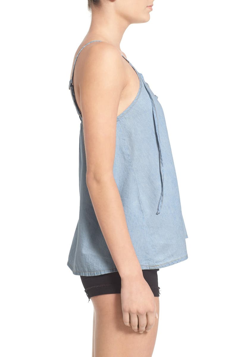 Mimi Chica Lace-Up Chambray Camisole, Alternate, color, 