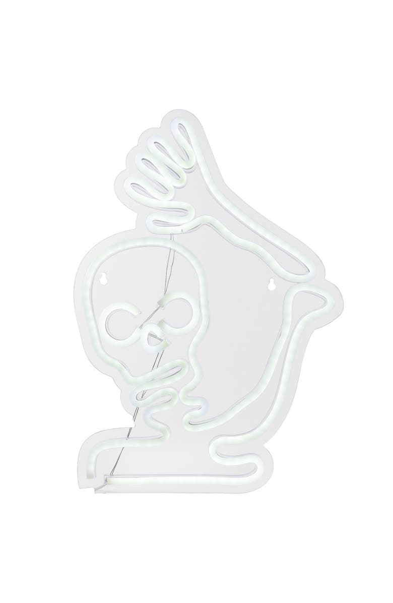 Northlight LED Skeleton Neon Lighted Halloween Wall or Window Decoration - 15", Main, color, 