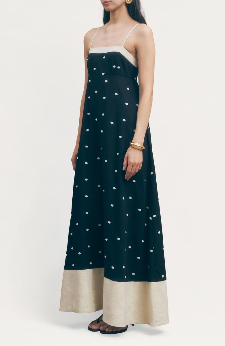 MAUDE CLUB Jacky Polka Dot A-Line Dress, Alternate, color, Black Sand