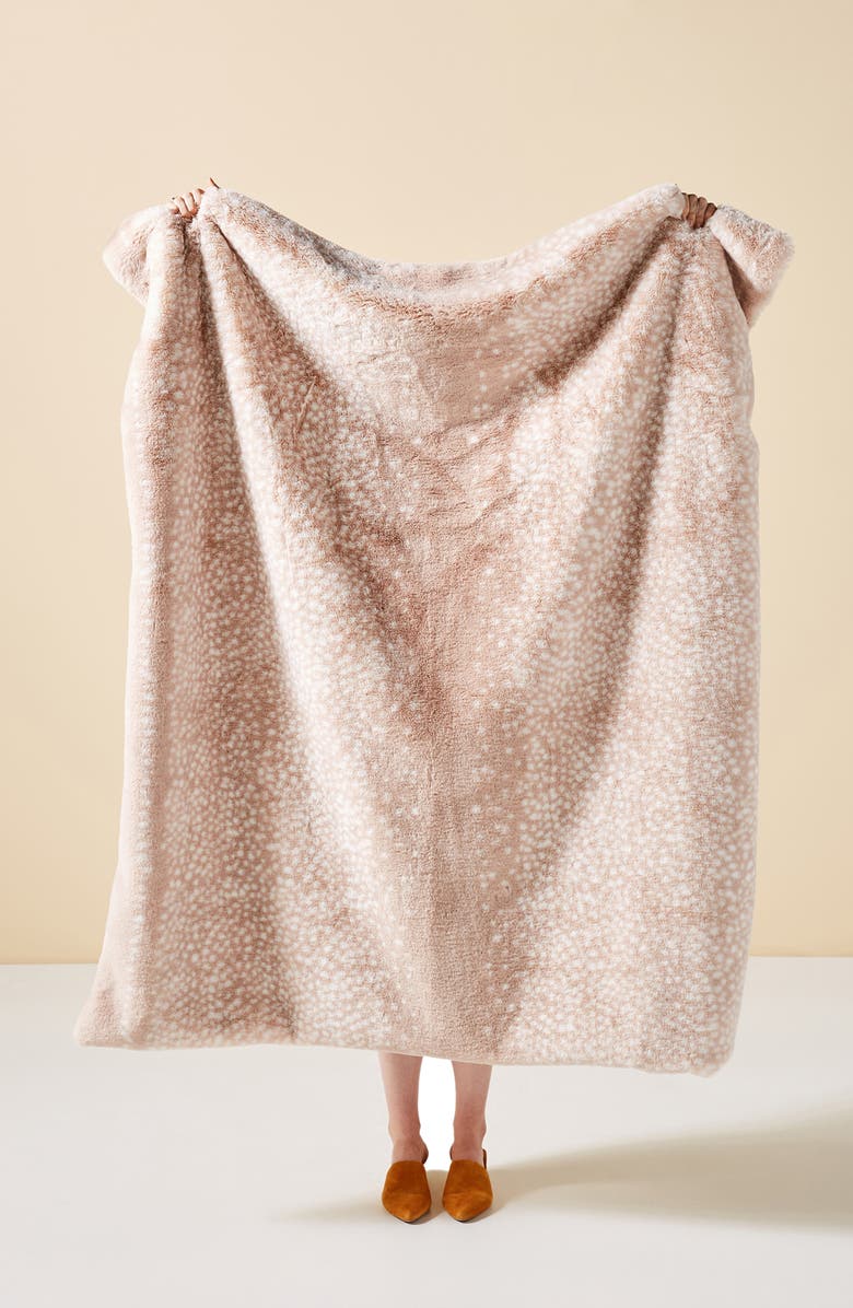 Anthropologie Home Fawn Faux Fur Throw Blanket, Main, color, 