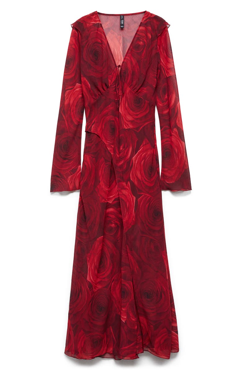 MANGO Floral Long Sleeve Chiffon Midi Dress, Alternate, color,