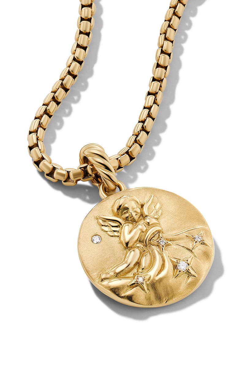 David Yurman Zodiac Amulet in 18K Yellow Gold with Pavé Diamonds, 18.9mm, Alternate, color, Yellow Gold-Aquarius