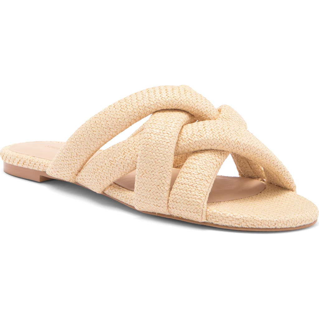 Stuart Weitzman Crossover Raffia Slide In Natural