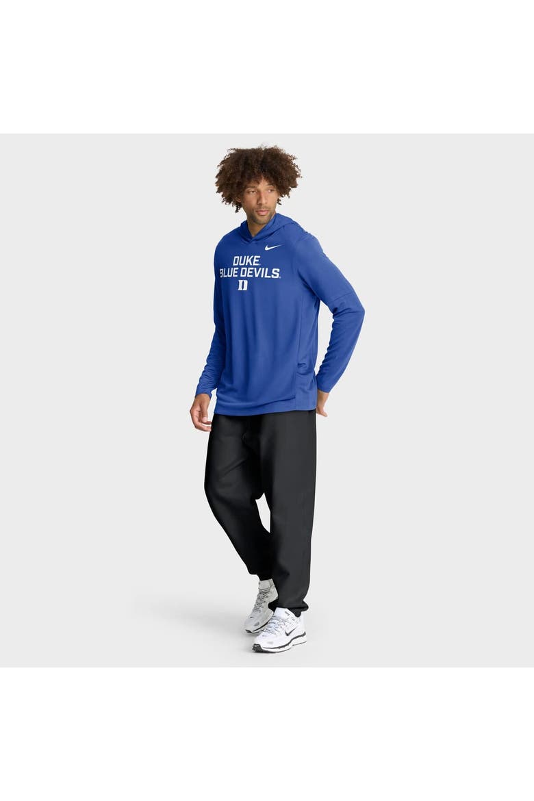 Men's Nike Royal Duke Blue Devils 2025 Sideline Dri-FIT Long Sleeve Hoodie T-Shirt, Alternate, color, Royal