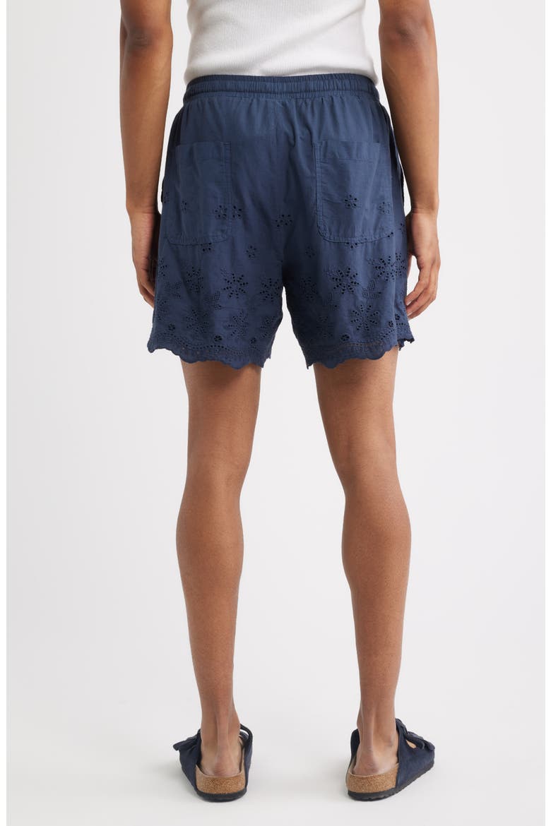 Banks Embroidered Eyelet Cotton Shorts, Alternate, color, NAVY