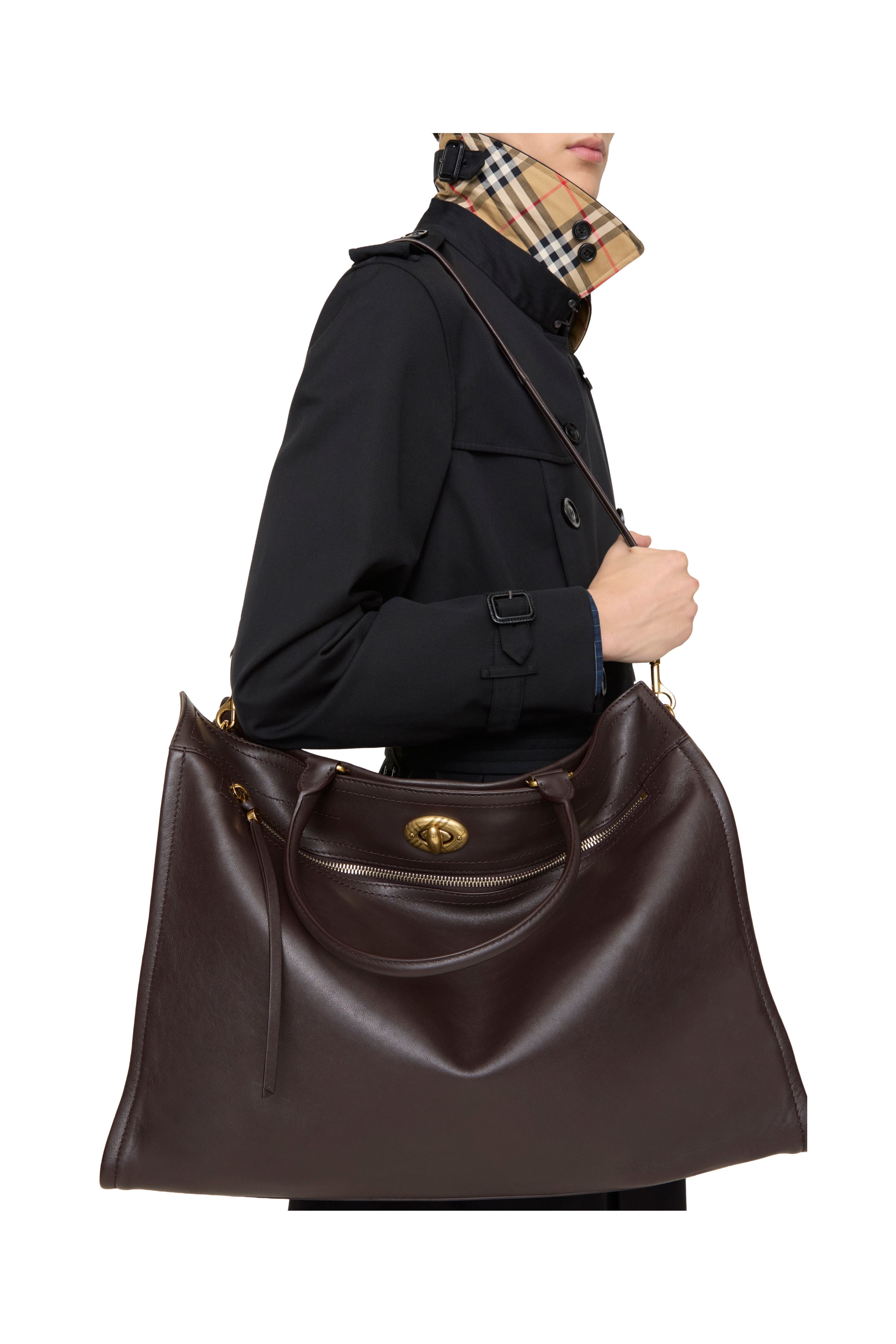 Burberry Extra Large Hampstead Tote, Alternate, color, Peat Brown