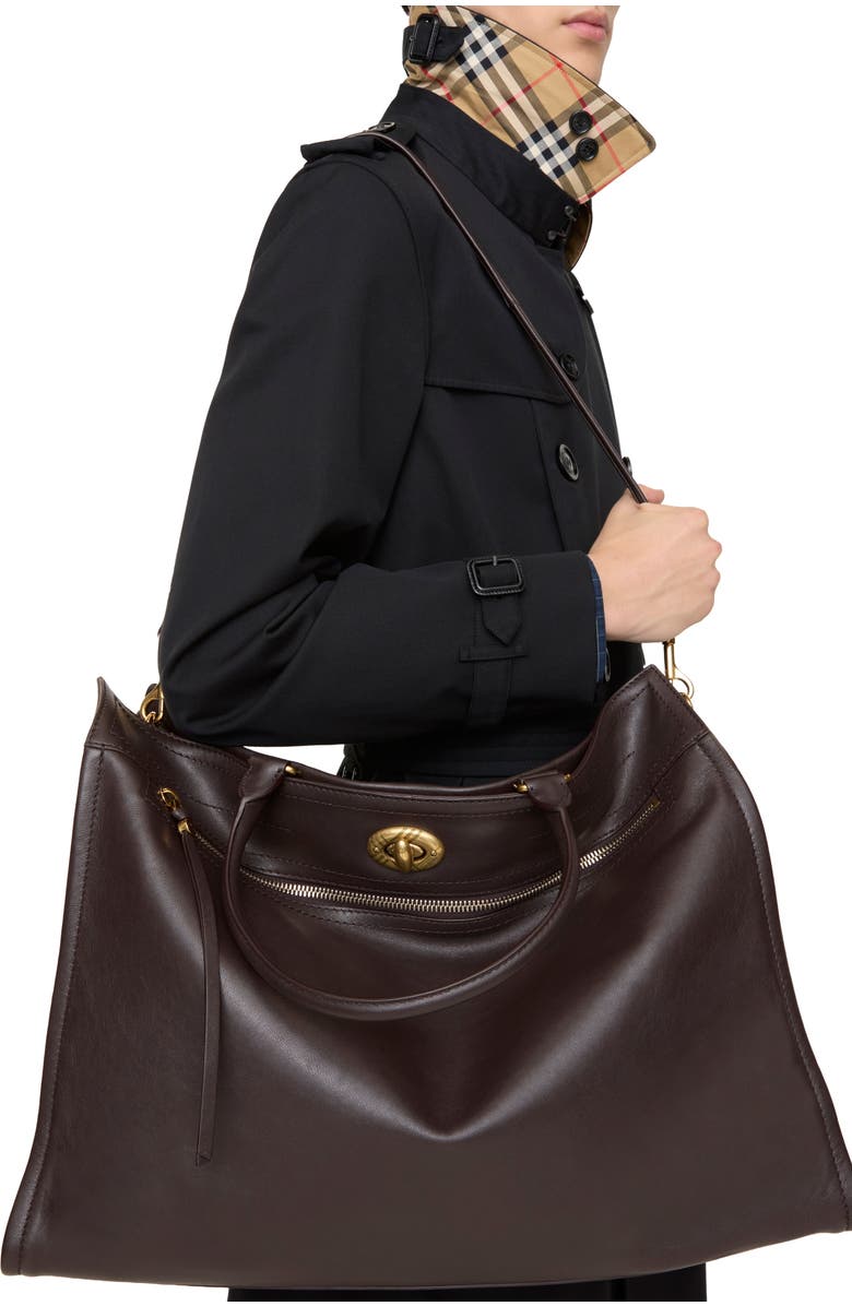 Burberry Extra Large Hampstead Tote, Alternate, color, Peat Brown