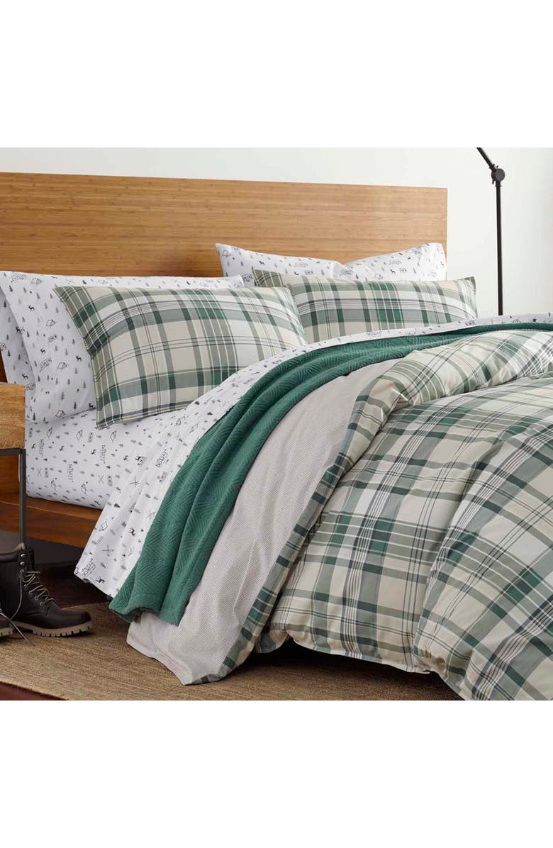 Eddie Bauer Timbers Plaid Open Duvet Set, Alternate, color, Evergreen