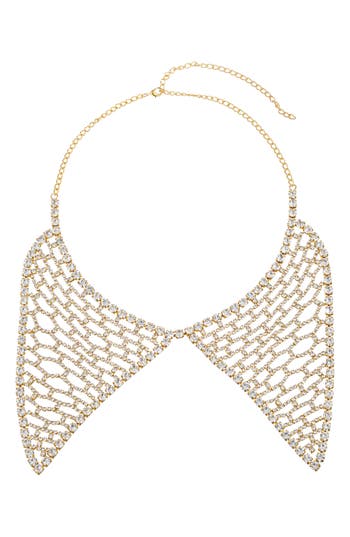 Eye Candy Los Angeles Fringe Drop Collar Statement Necklace In Gold