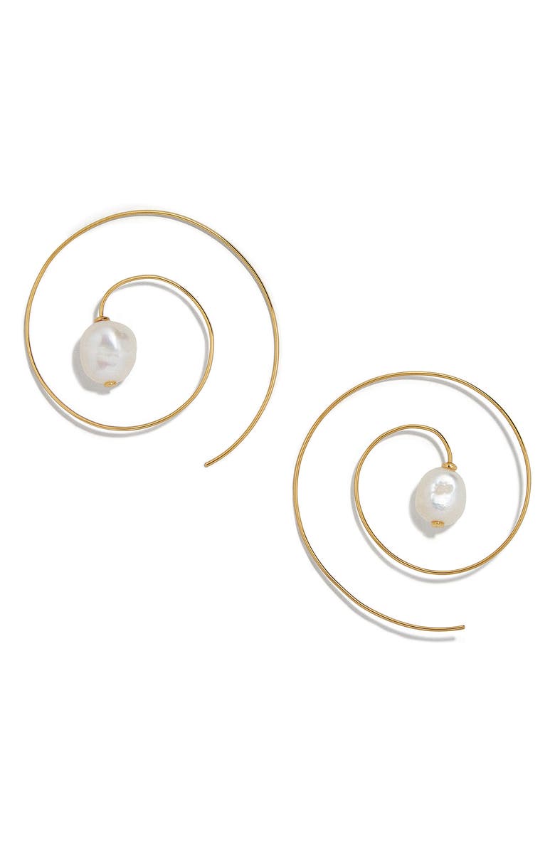 BaubleBar Sophea Pearl Hoop Earrings, Main, color, 