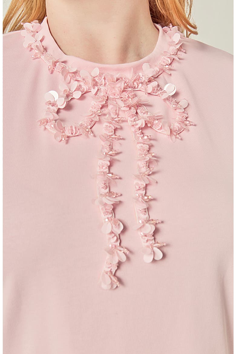 Beaded Bow T-Shirt, Alternate, color, LIGHT PINK