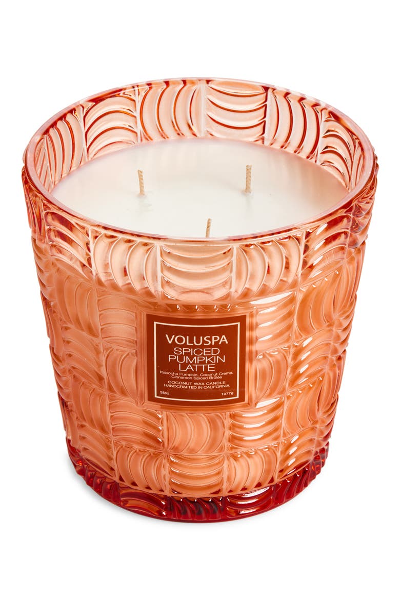 Spiced Pumpkin Latte 3-Wick Hearth Candle, Main, color, ORANGE