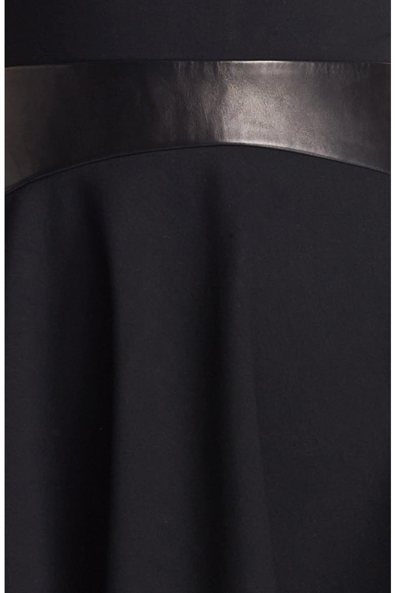 'Delyse' Leather Trim Dress, Alternate, color, BLACK/ BLACK
