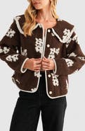 All in Favor Floral High Pile Fleece Jacket