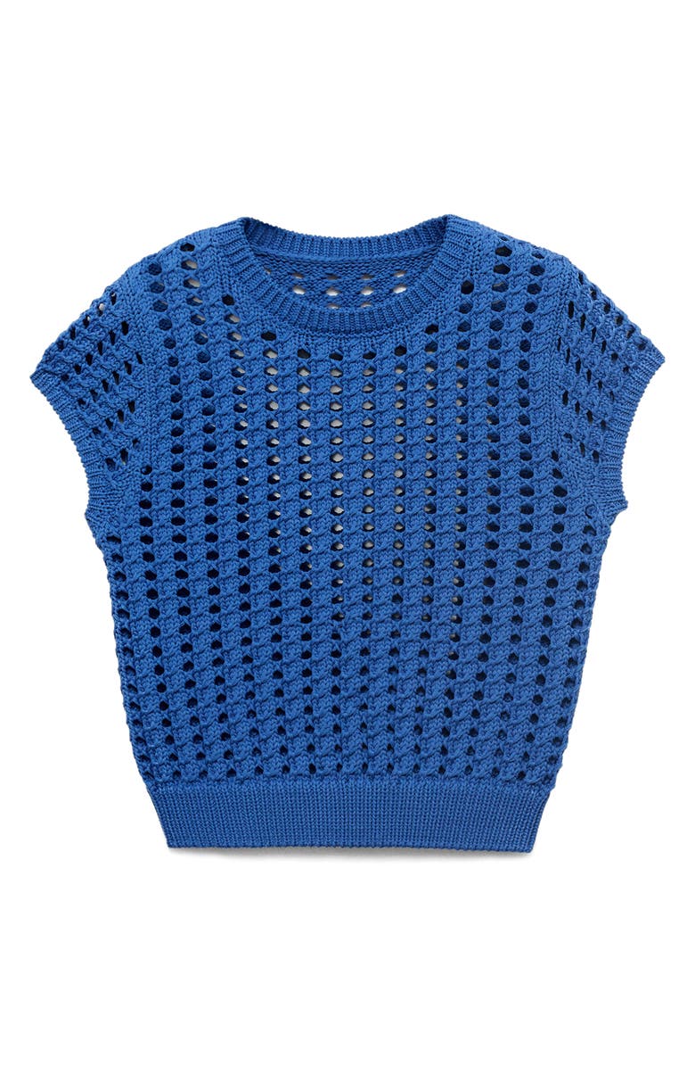 MANGO Short Sleeve Open Knit Sweater, Alternate, color,