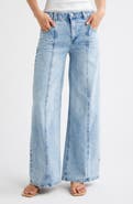 Tractr Seam Detail Wide Leg Jeans
