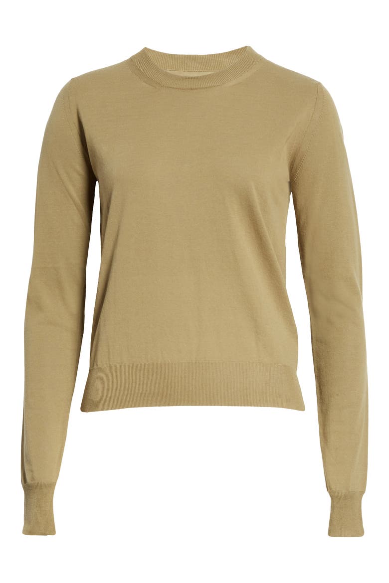 Stitch Elbow Patch Cotton Sweater, Alternate, color, MILITARY