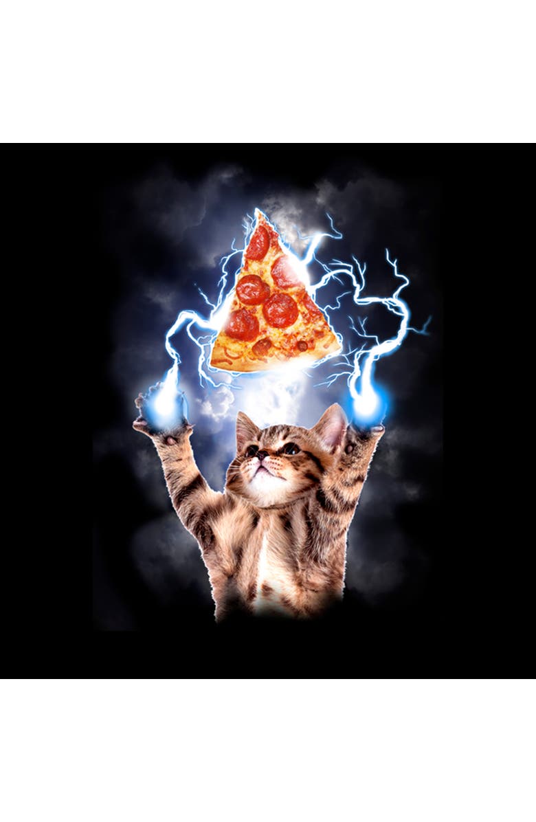 Lost Gods Boy's Lost Gods Cat Pizza Lightning Power  Graphic T-Shirt, Alternate, color, Black
