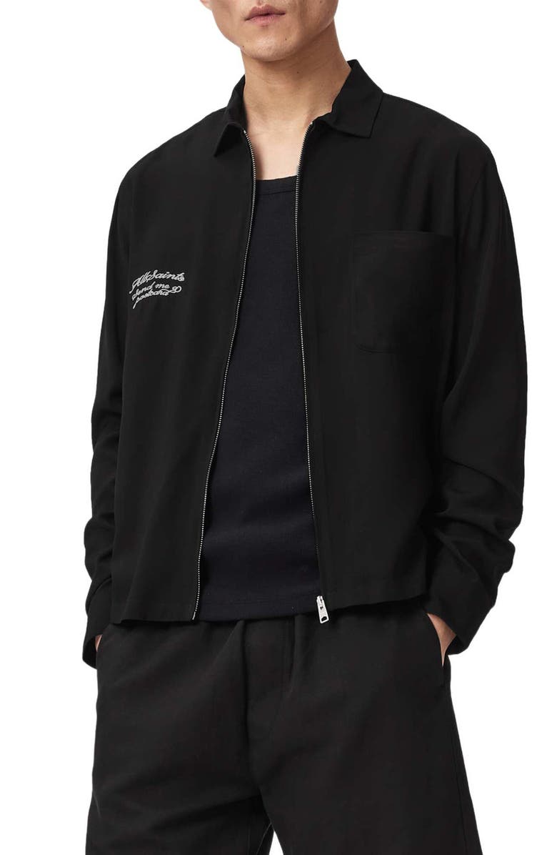 AllSaints Buck Embroidered Jacket, Alternate, color, Surge Black