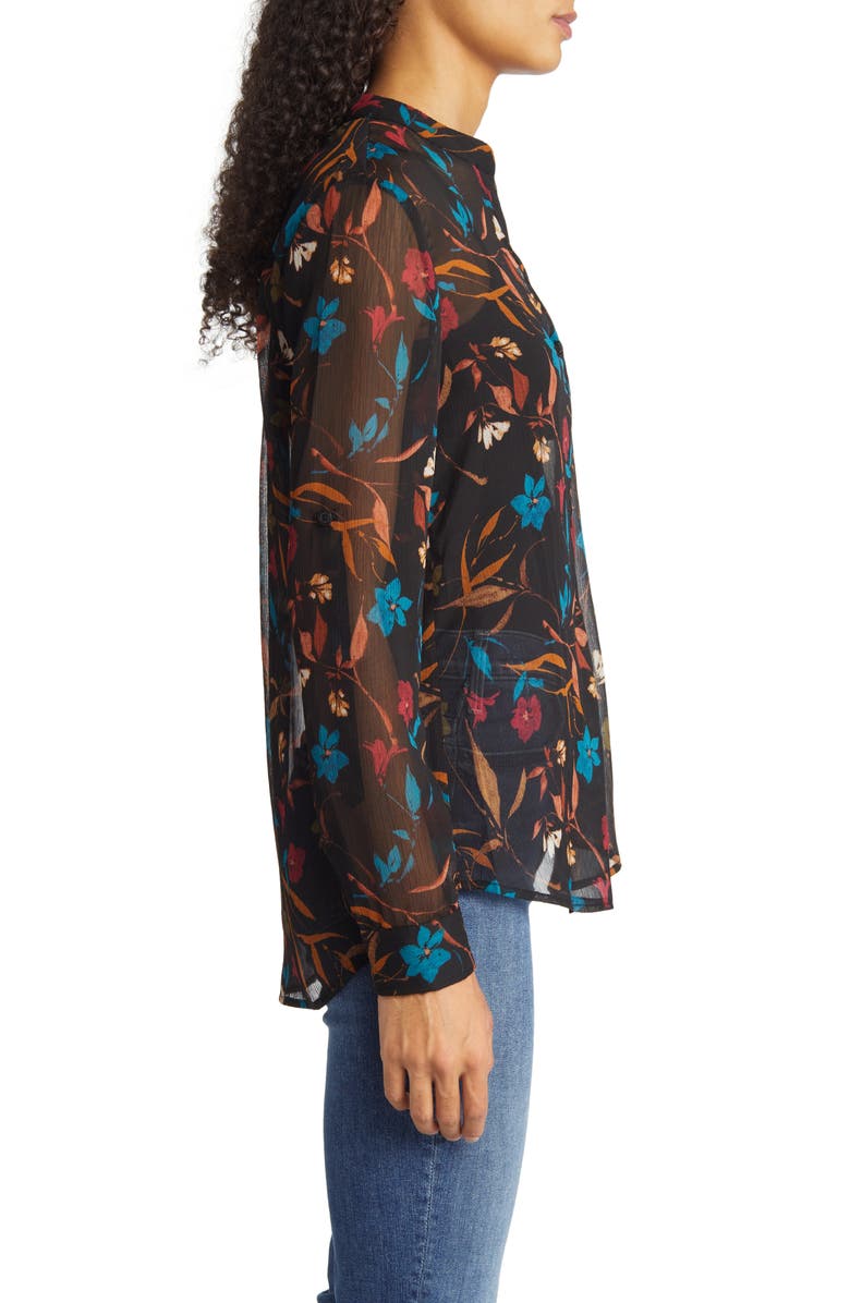 KUT from the Kloth Jasmine Chiffon Button-Up Shirt, Alternate, color, Trouville Black