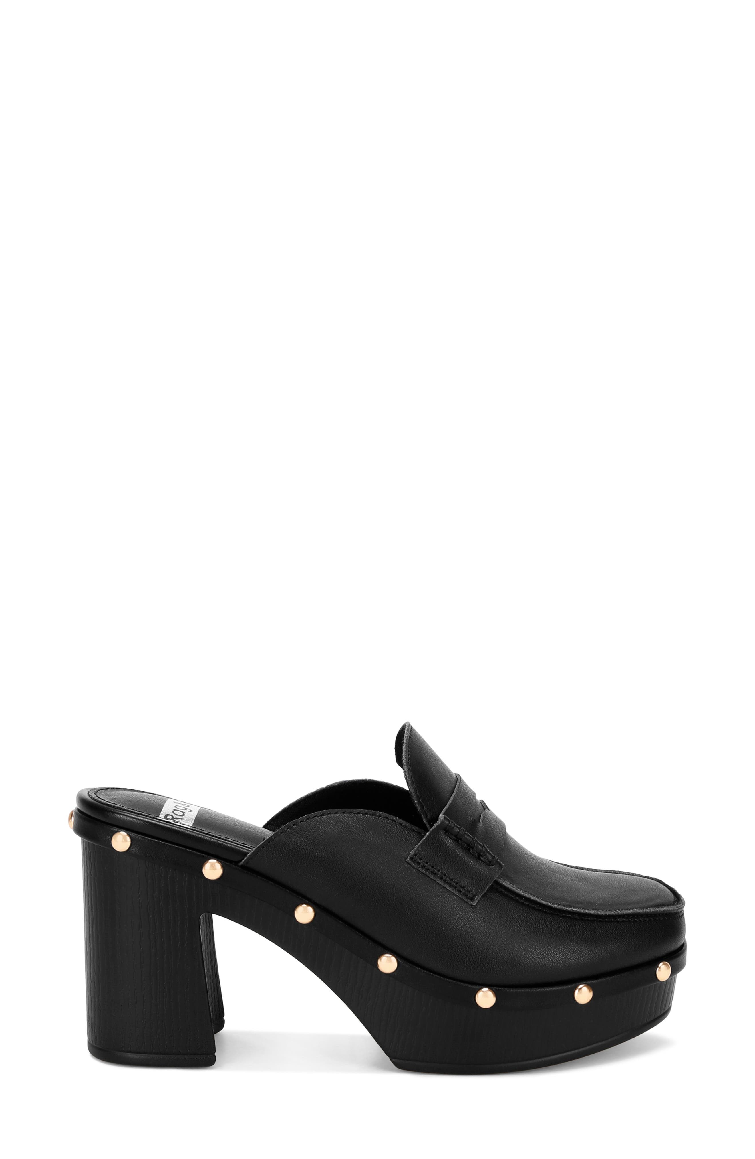 Lycra Stud Platform Mule, Alternate, color, BLACK