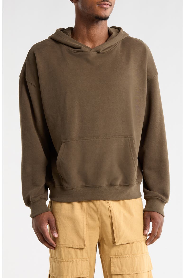 Relaxed Fit French Terry Hoodie, Main, color, MOSS GREEN