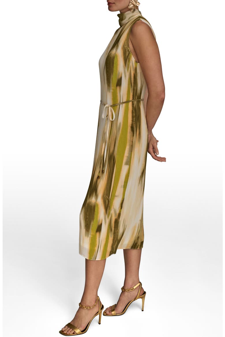 Abstract Print Micropleat Midi Dress, Alternate, color, SMOKY OLIVE