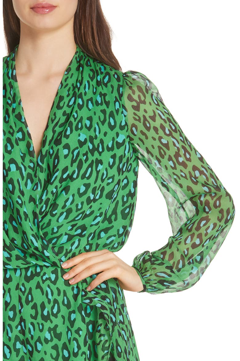 Leopard Print Crinkle Silk Chiffon Romper, Alternate, color, WHITMAN PALM