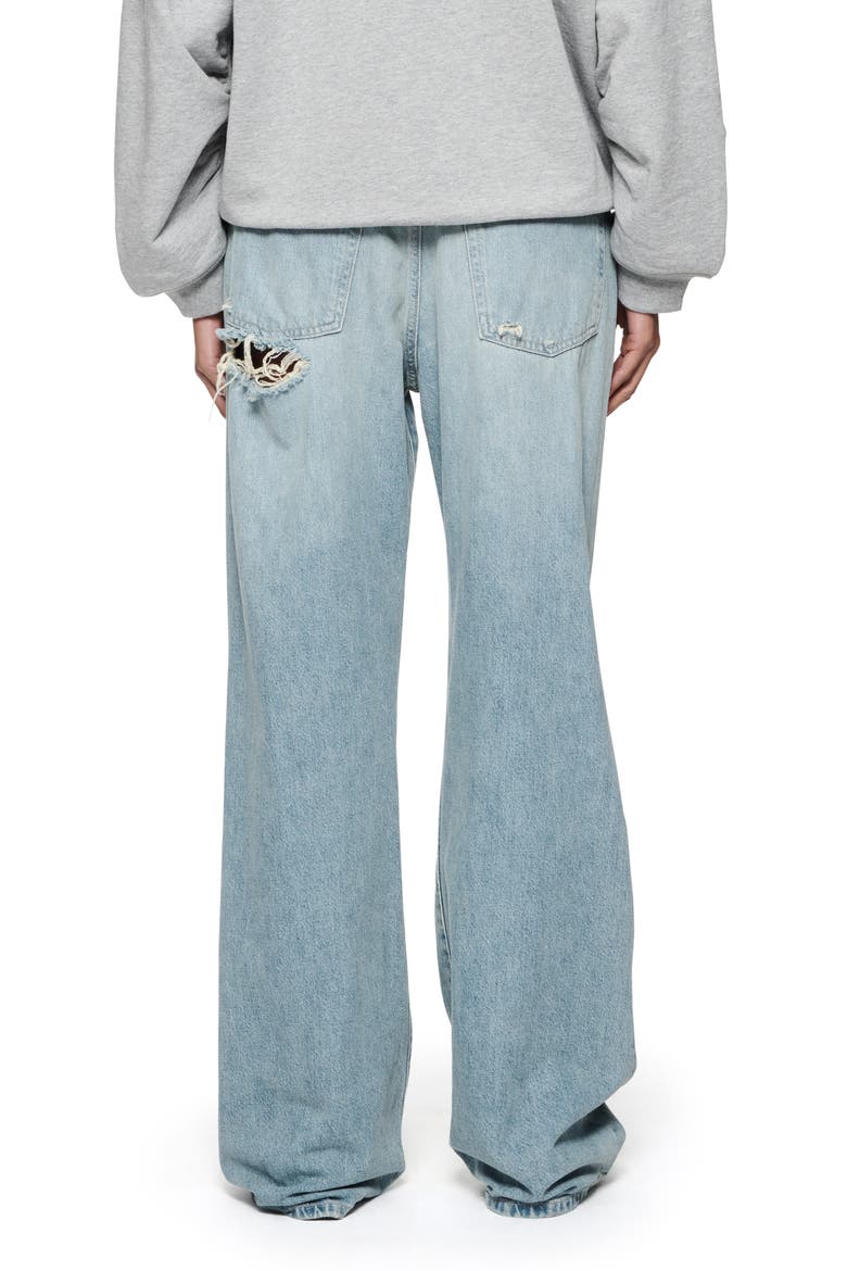 Destroyed Wide Leg Jeans, Alternate, color, LT INDIGO