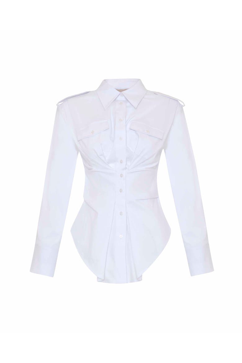 Nemesis Cinched Epaulet Shirt, Alternate, color, White