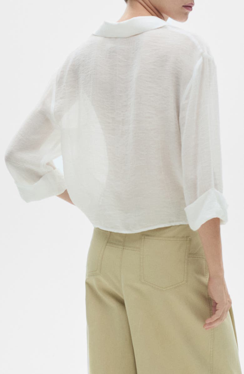 MANGO Flare Sleeve Button-Up Top, Alternate, color, Off White