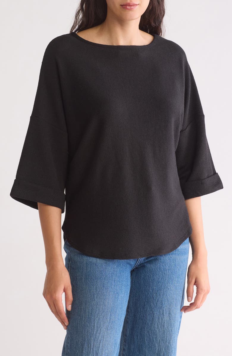 MAX STUDIO Ribbed 3/4 Sleeve Tunic Top, Main, color,