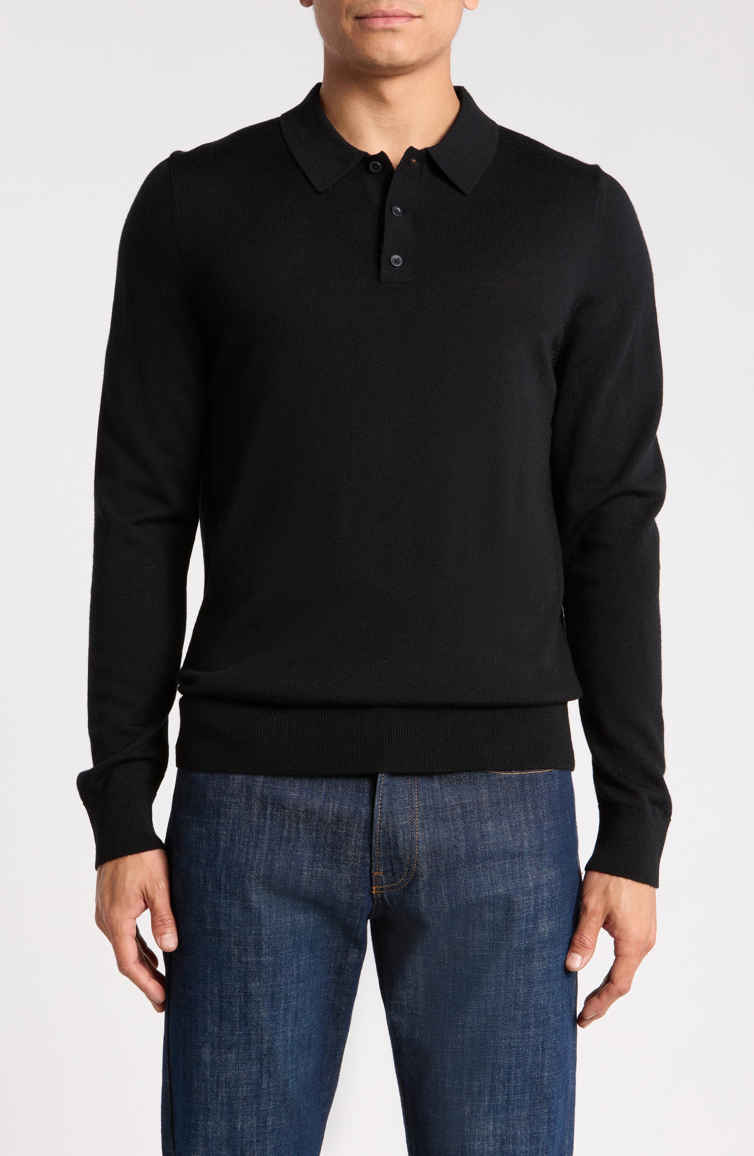 Machine Washable Merino Wool Polo Sweater