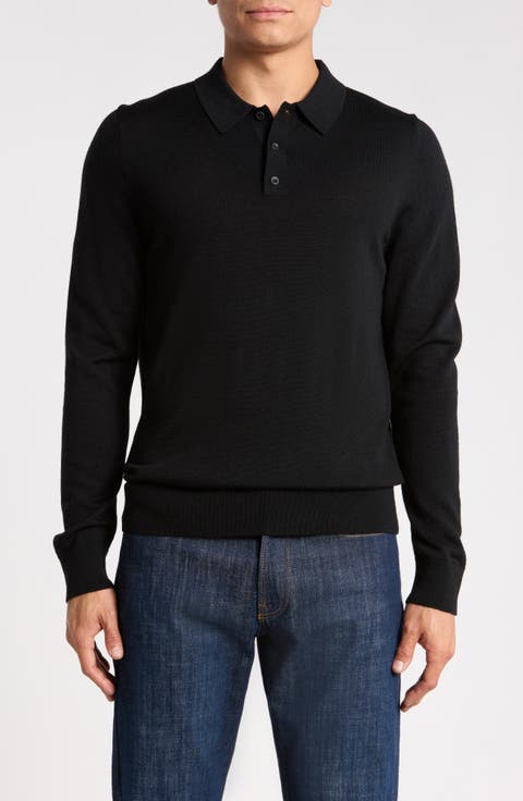 Machine Washable Merino Wool Polo Sweater