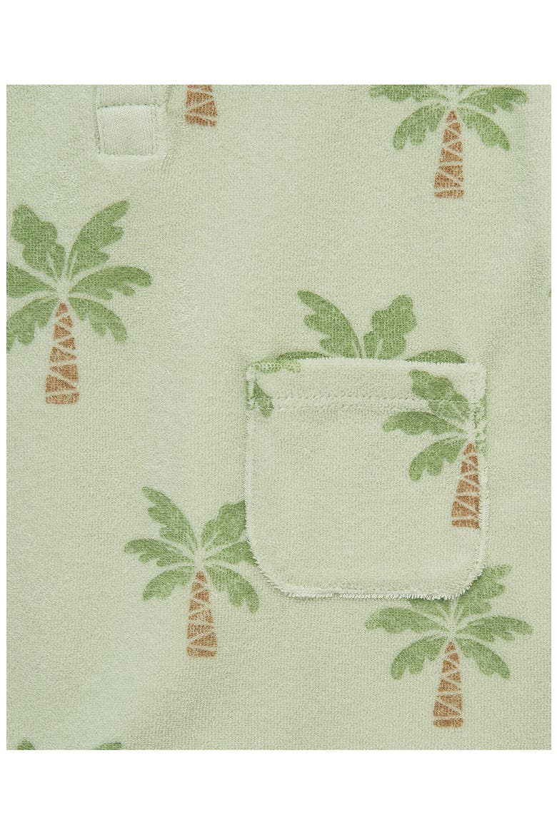 Palm Tree Terry Romper & Hat Set, Alternate, color, GREEN
