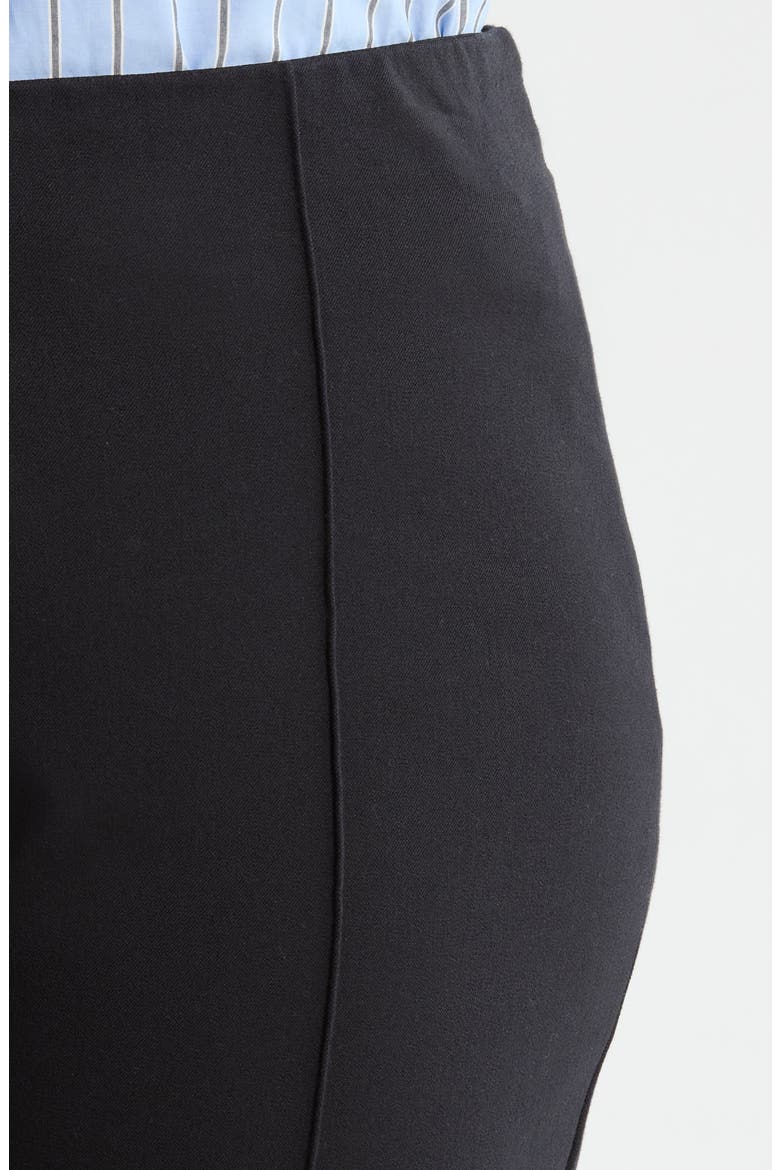 Pintuck Stretch Cotton Crop Flare Leg Pants, Alternate, color, BLACK