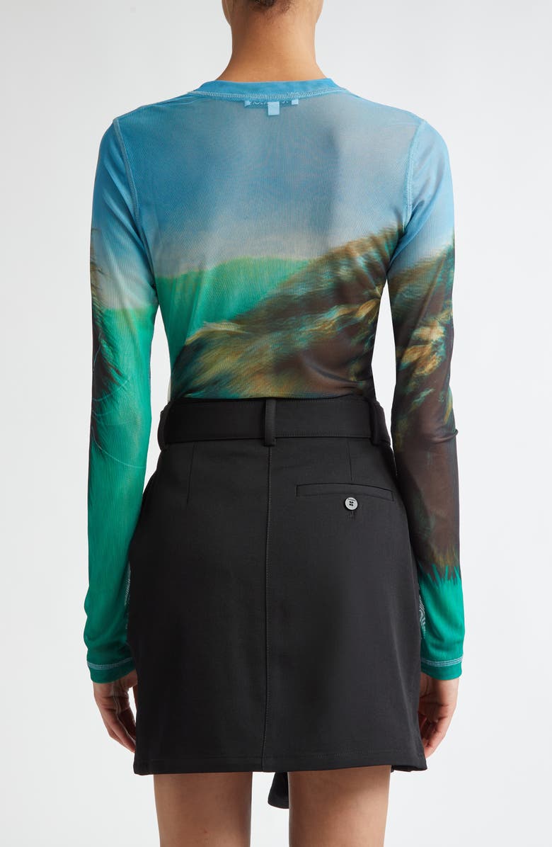 JW Anderson Digital Cat Long Sleeve Mesh Top, Alternate, color, 