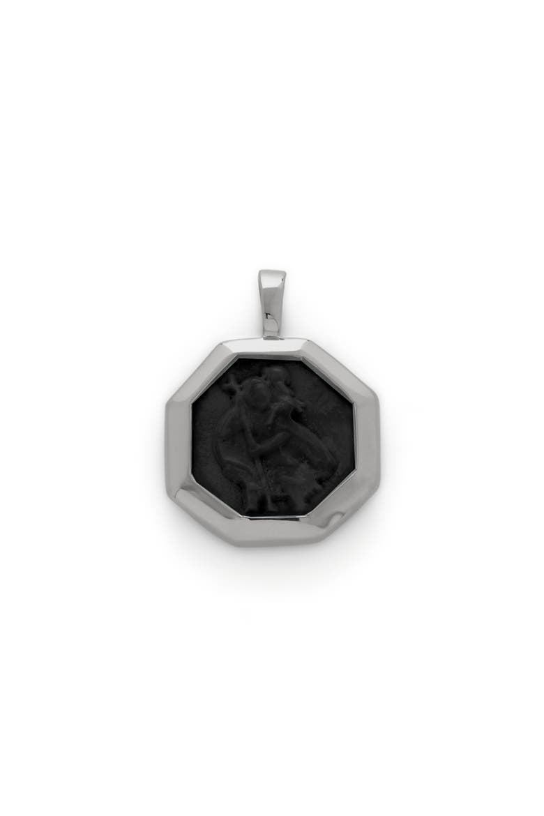 Talisman Sterling Silver Black Onyx St. Christopher Pendant, Main, color, STERLING SILVER / BLACK ONYX