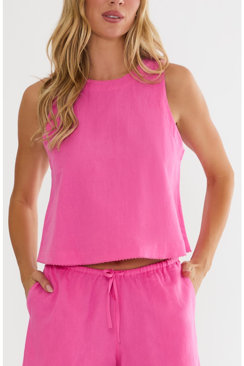 Dollie Sleeveless Cotton & Linen Cover-Up Top, Main, color, PEONY PINK