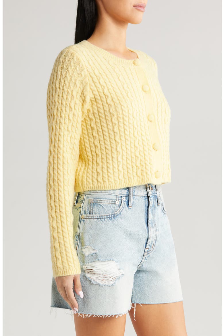 Crop Cable Cardigan, Alternate, color, LEMON