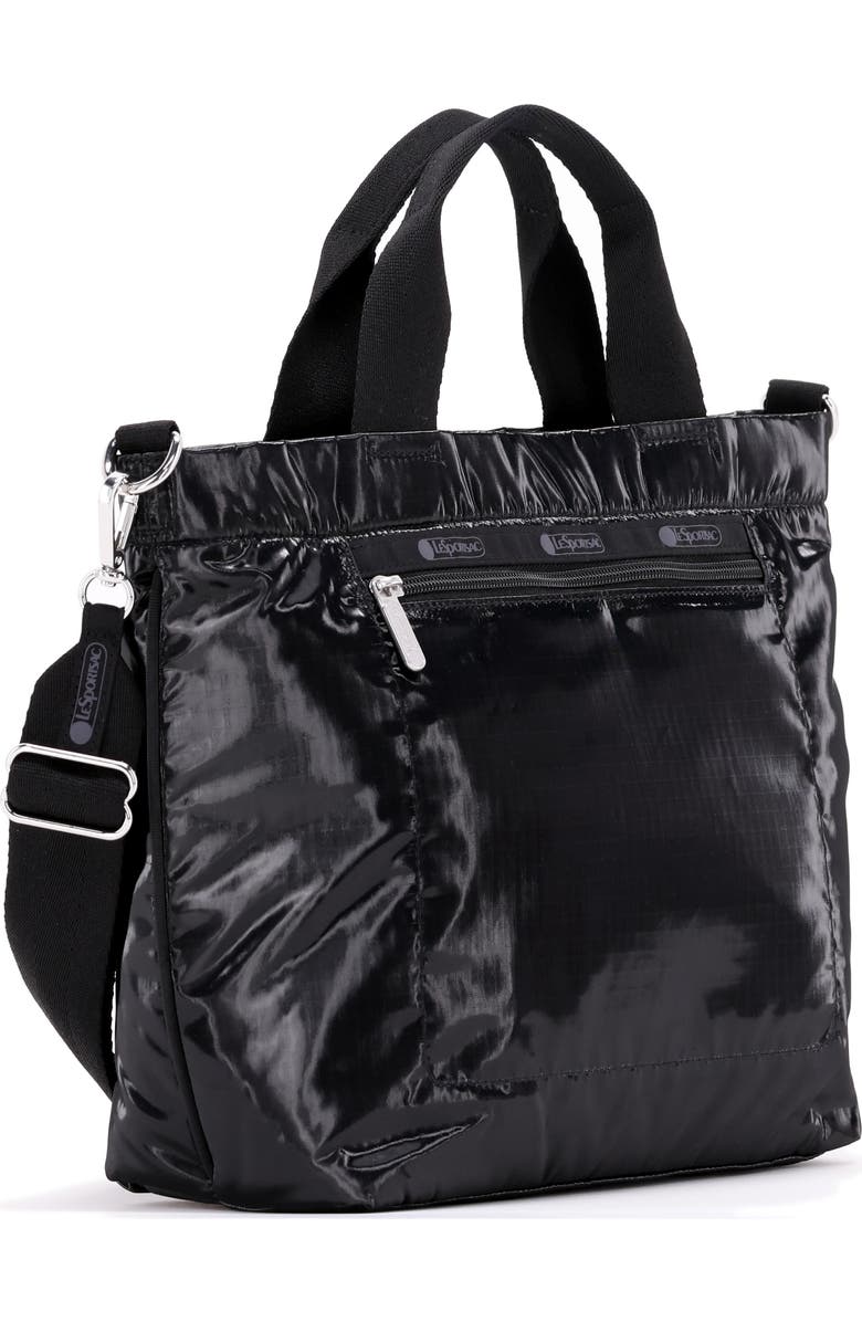 LeSportsac Small Convertible Zip Top Tote Bag, Alternate, color, Black Shine
