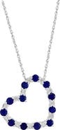 EFFY Sterling Silver Sapphire & Diamond Heart Pendant Necklace
