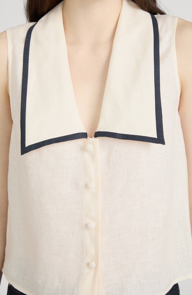 FRAME The Cabana Linen Button-Up Top, Alternate, color, Cream Multi
