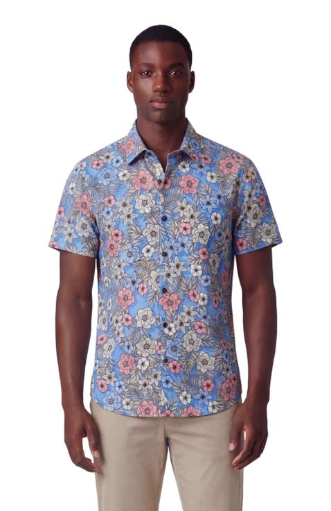 Tropical Mix Mens Printed Button Up Shirt