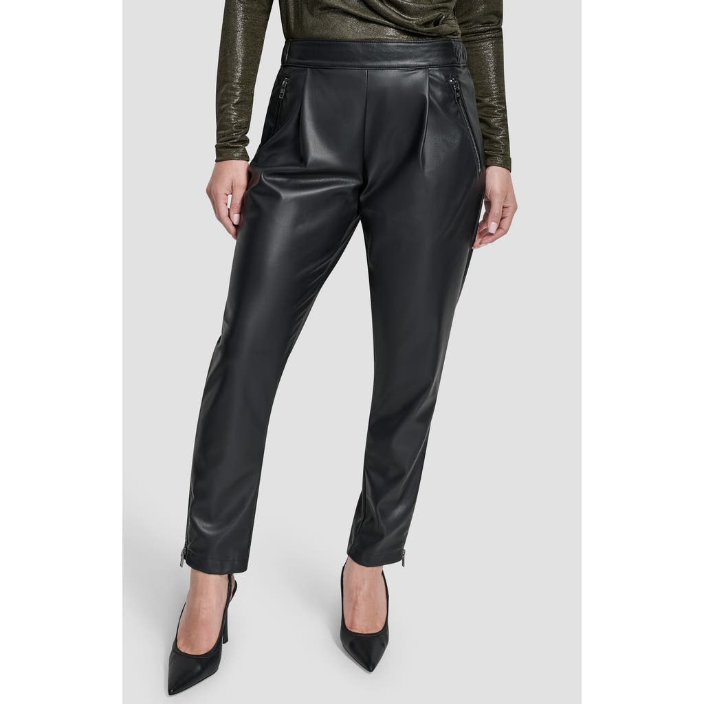 Dkny Butter Pu Pull On Pant With Zi In Black