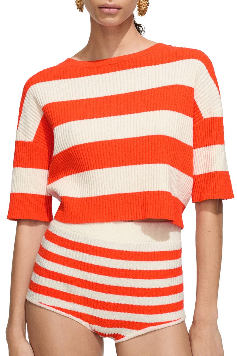 Gabriela Stripe Elbow Sleeve Sweater, Main, color, ORANGE