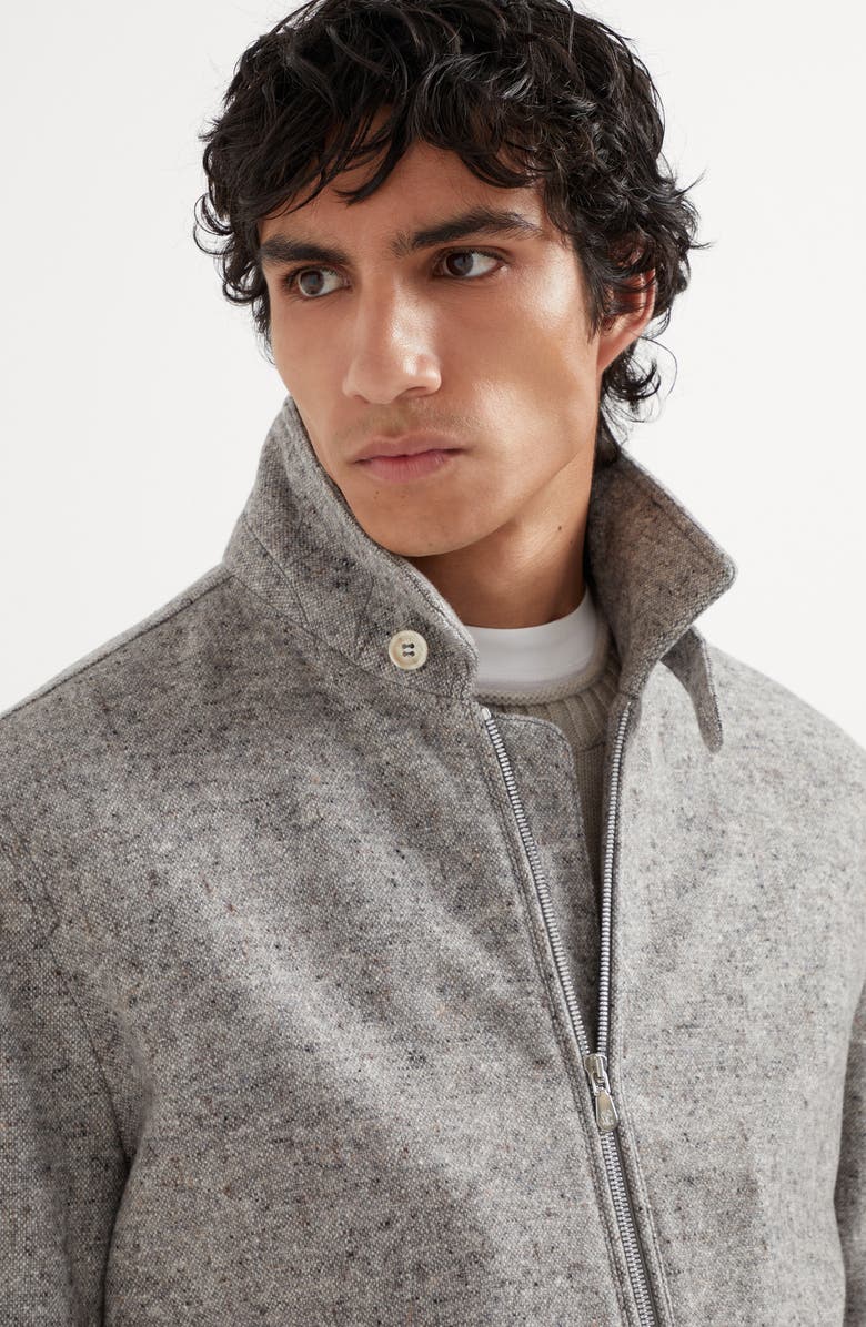 Brunello Cucinelli Virgin wool and silk donegal bomber jacket with Themore<sup>®</sup> padding, Alternate, color, 