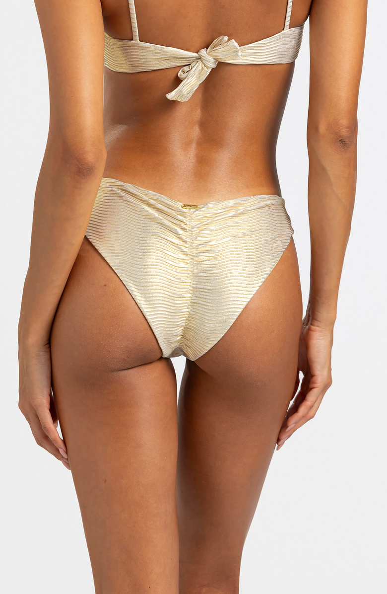 Beach Bunny Swimwear Nadia Skimpy Bottom, Alternate, color, Metallic Gold