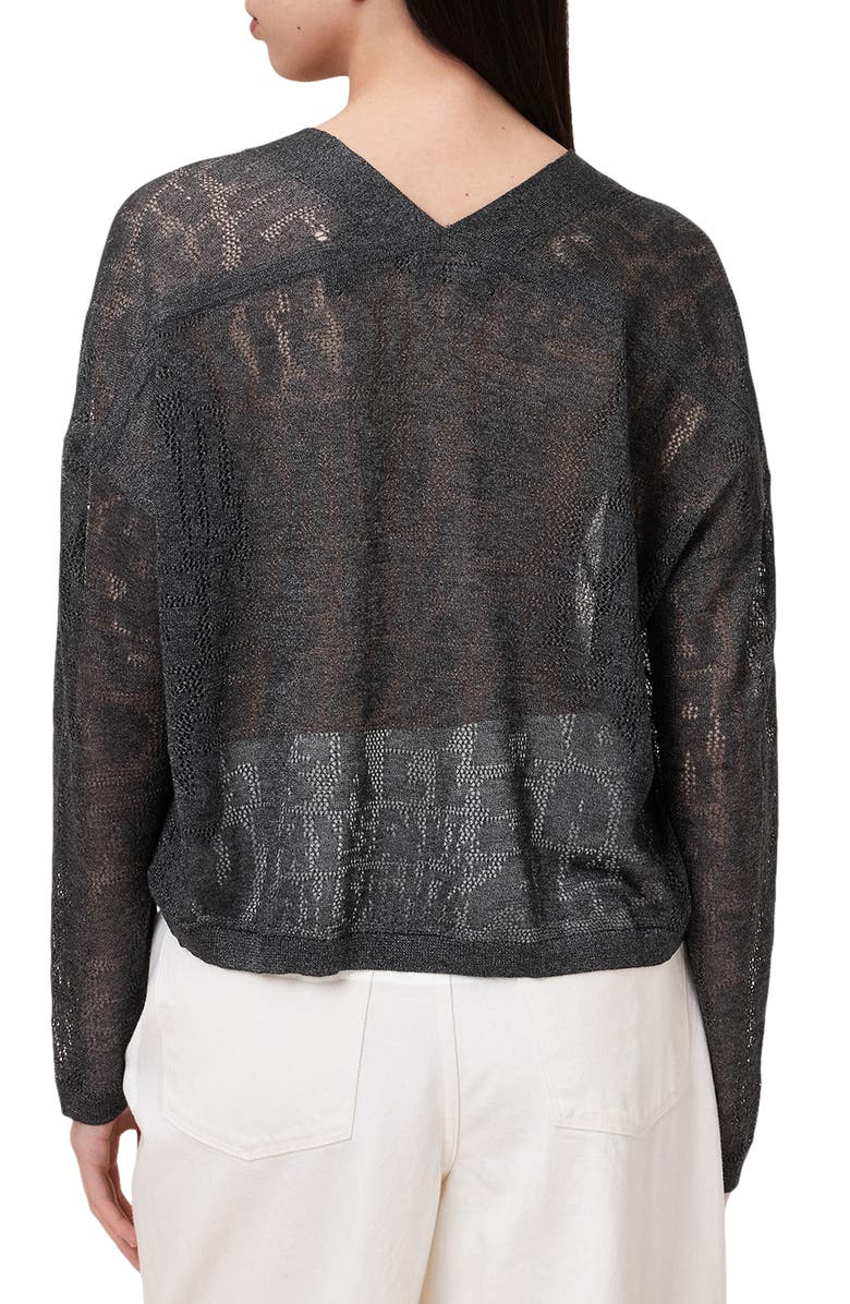 AllSaints Kaito V-Neck Sheer Knit Sweater, Alternate, color, 