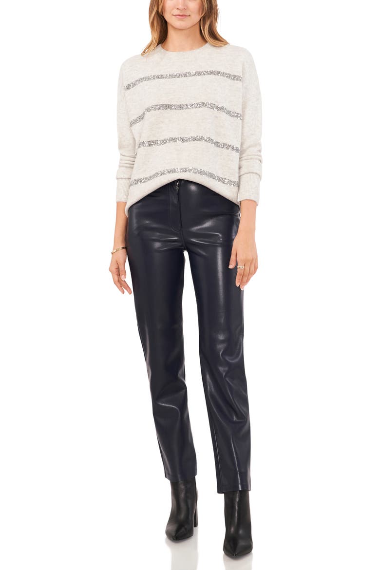 Sequin Stripe Sweater, Alternate, color, SILVER HTHR